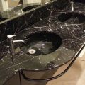 Polished Black White Marble Double Sink Vanity