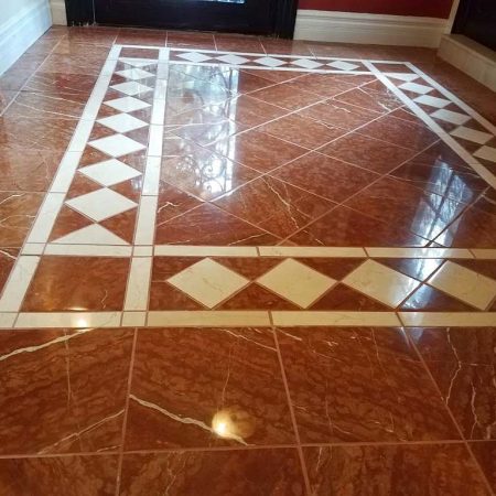 Reddish Rosso Foyer Floor after Revitalization