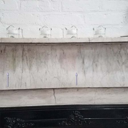 White Mantelpiece Oily Adhesive Blots