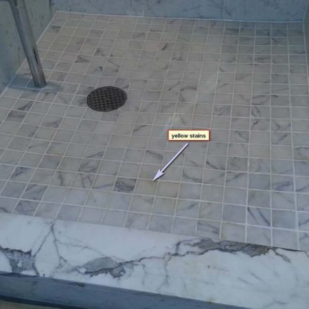 Yellowing on Shower Mosaic Floor