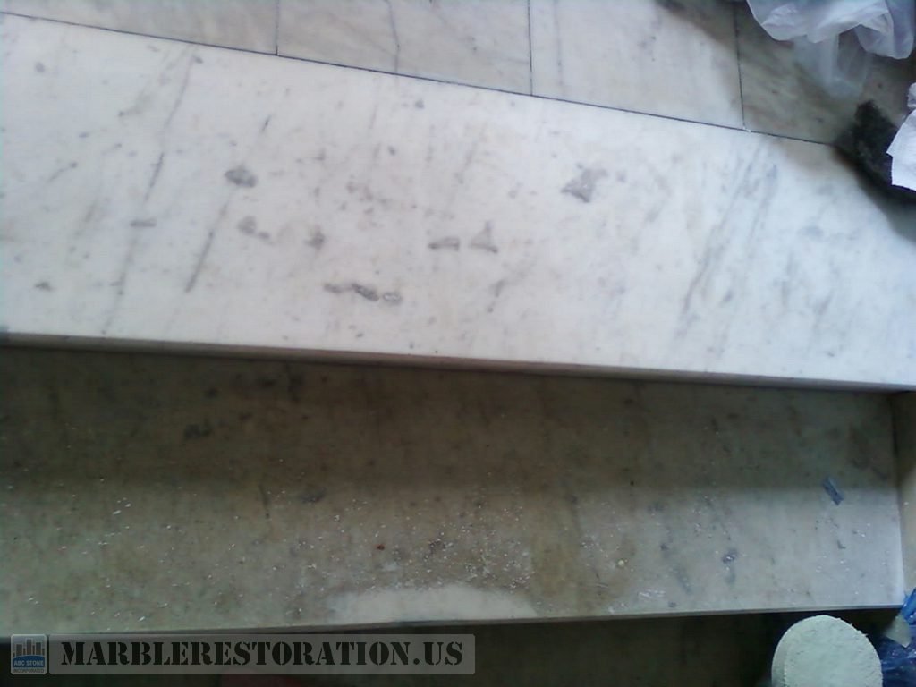 Cleaned and Dirty Marble Steps