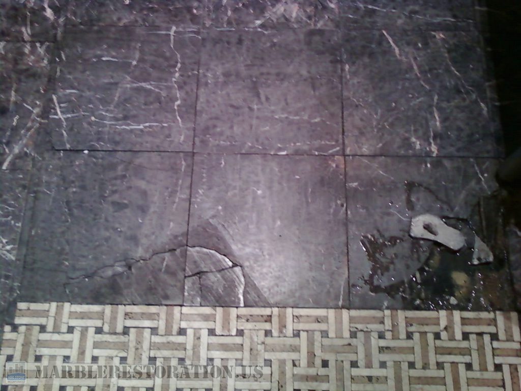 Tiles Before Replacement. Mystic Dark Marble