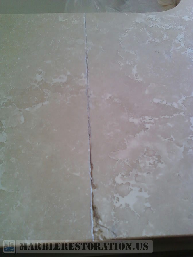 Botticino Bathtub Top Seam Repair