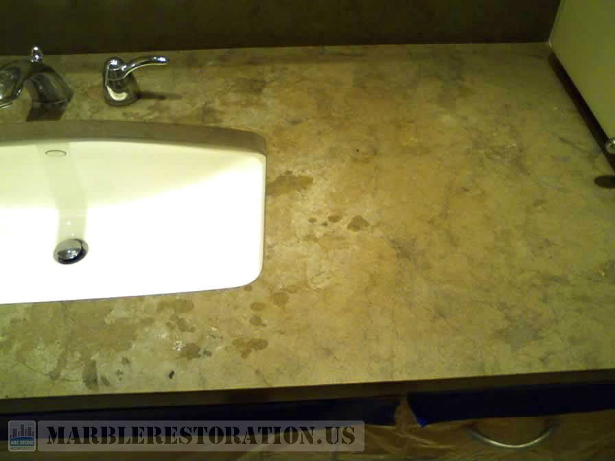 Splotchy Brown Limestone Vanity