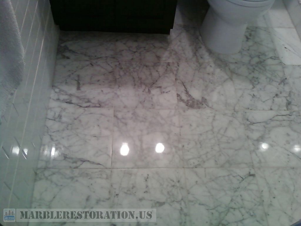 White Carrara Bathroom Floor