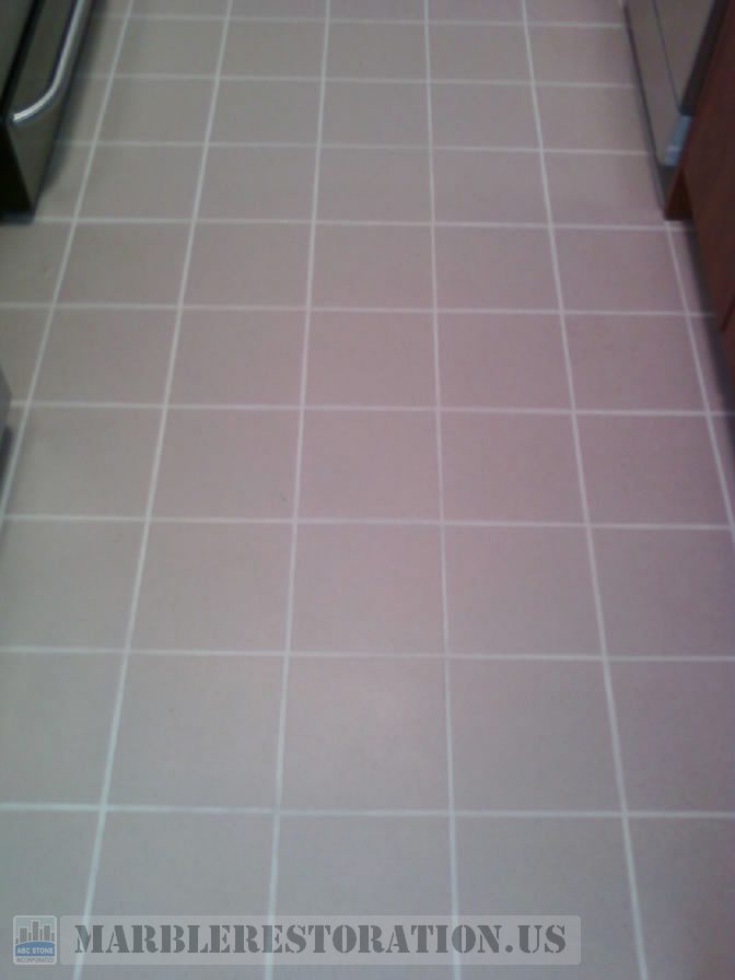 Ceramic Floor on Kitchen with a New Grout