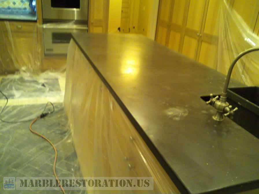 Concrete Countertop Island before Polishing 