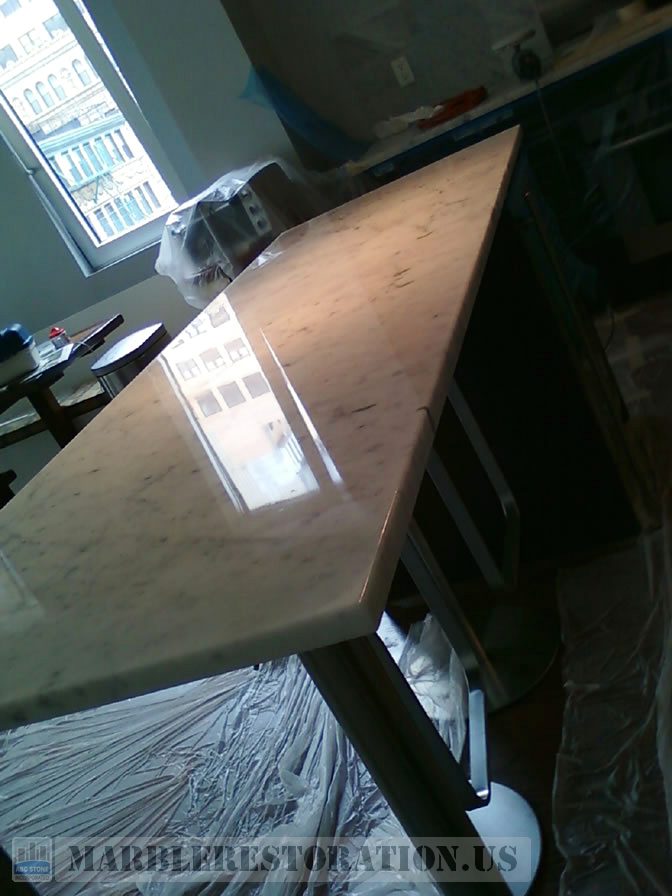 Etched Countertop After Restoration. Stone Repair Picture 