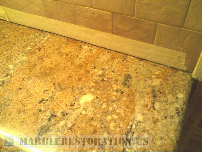 Seam Repair. Golden Granite Counter Top