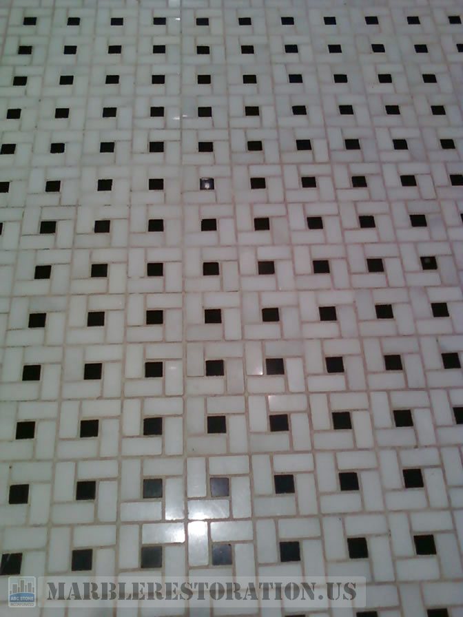 Dirty White Grout Before Cleaning