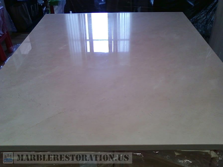 Crema Marfil Kitchen Island After Watermarks Removal