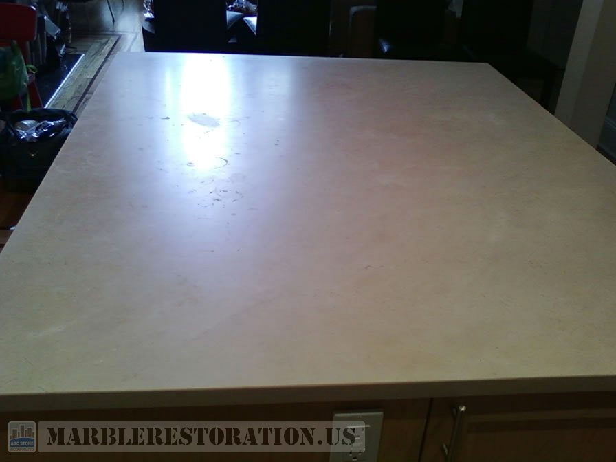 Splotchy Kitchen Island Before Refinishing