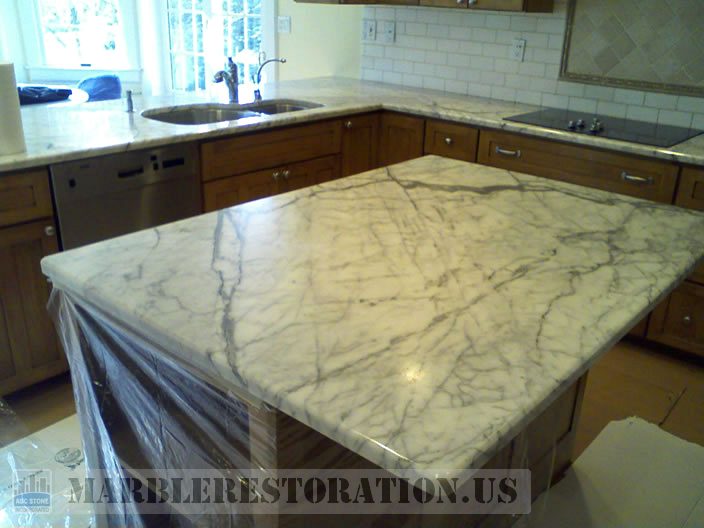 Dull Recession marble benchtop restoration