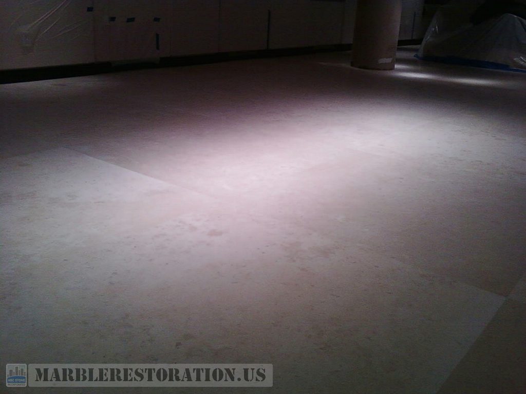Limestone Floor. Honing and Cleaning