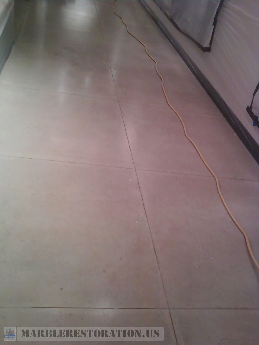 Shabby Limestone Floor Slab Cleaning