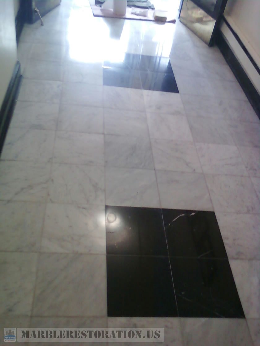 Lobby Floor Restoration. After Polishing