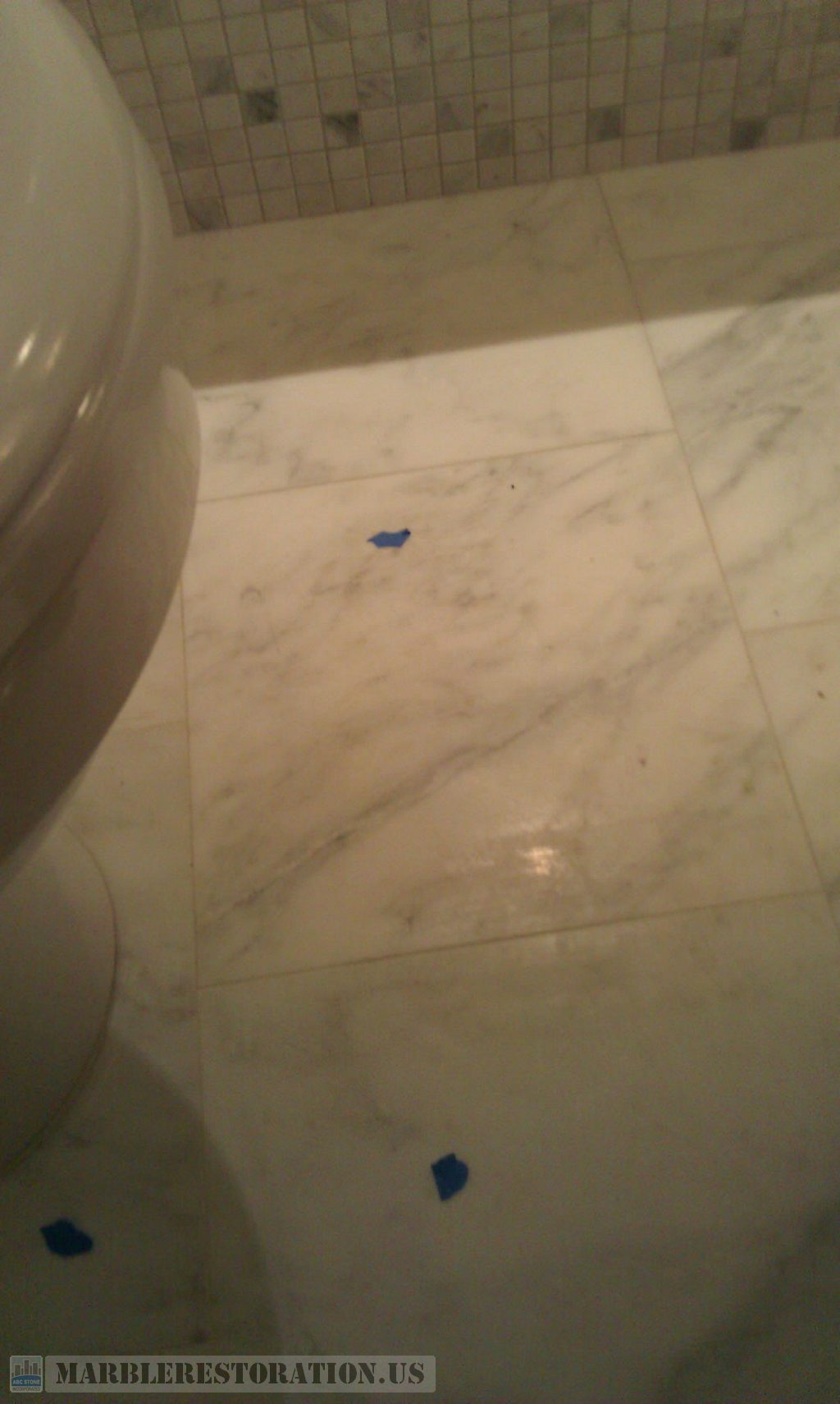 Etched Marble Bathroom Floor