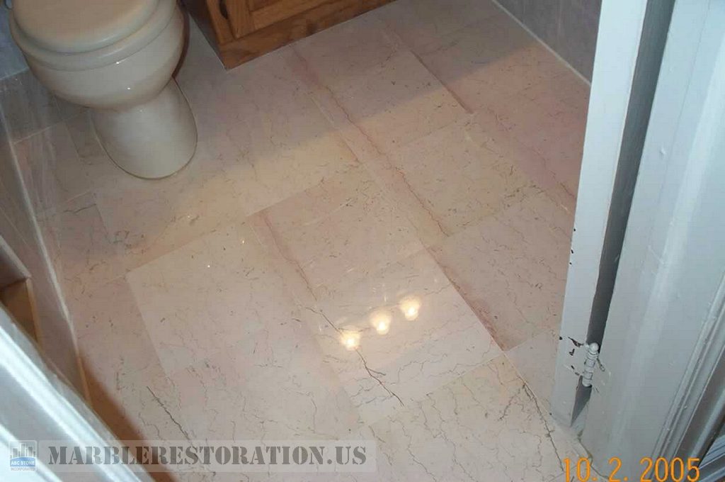 Botticino Marble Bathroom Cracks Fixed and Polished