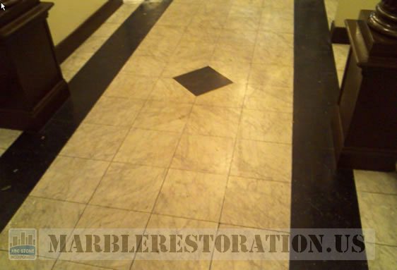 Marble Lobby Floor. Before Restoration