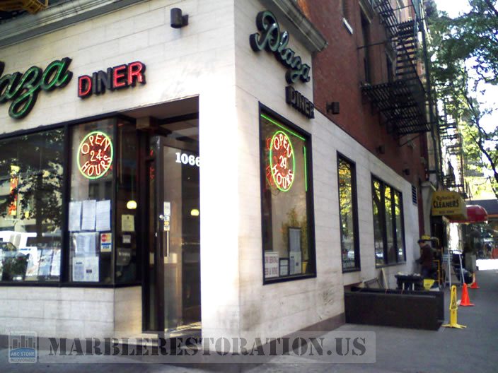  Marble Storefront Before Repair. Image. Marble Restoration & Stone Care