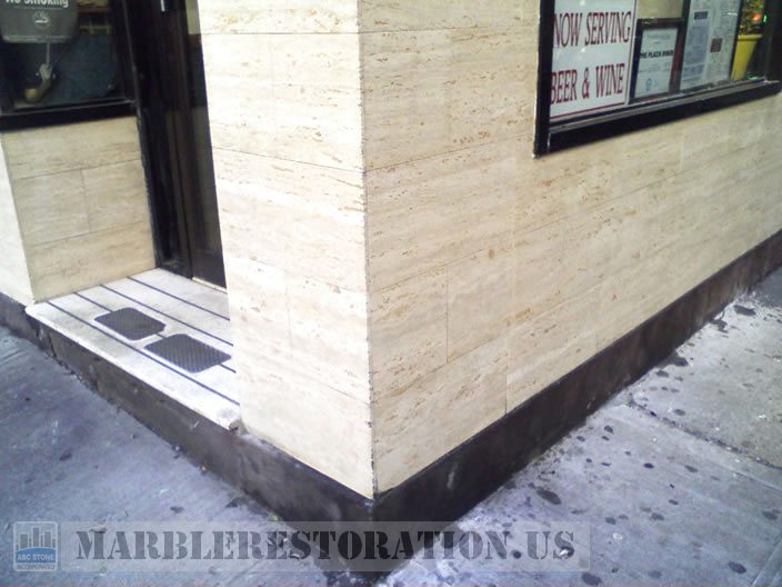 Cleaned & Polished Travertine Corner Tiles