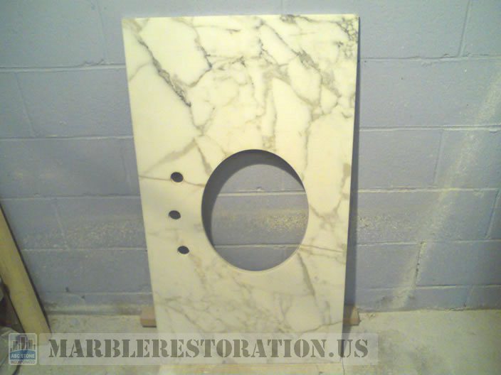 Calacatta Gold Marble Vanity after the Crack Repair