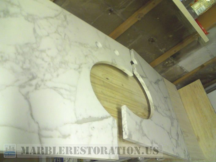 Cracked in Half Calacatta Gold Vanity Sinktop