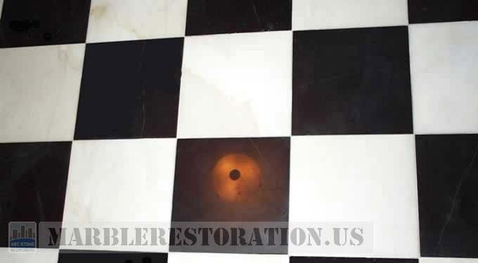 Marble Floor Restoration. Black and White