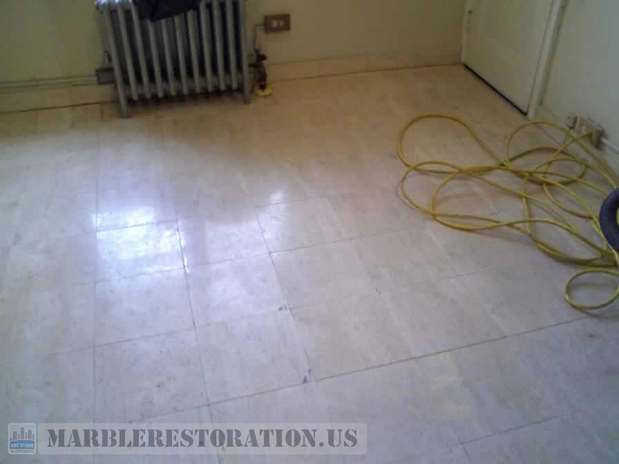 Old Travertine Floor. Before Restoration