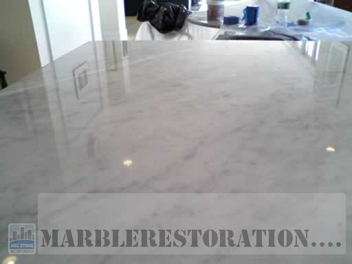 Stripped and Polished White Carrara Countertop