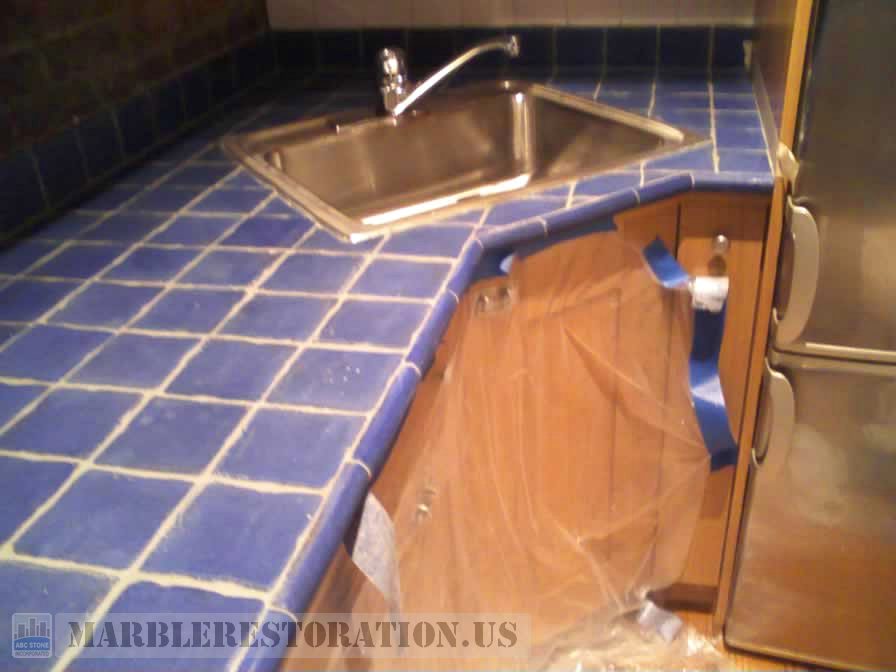 Tiled Countertop Regrouted