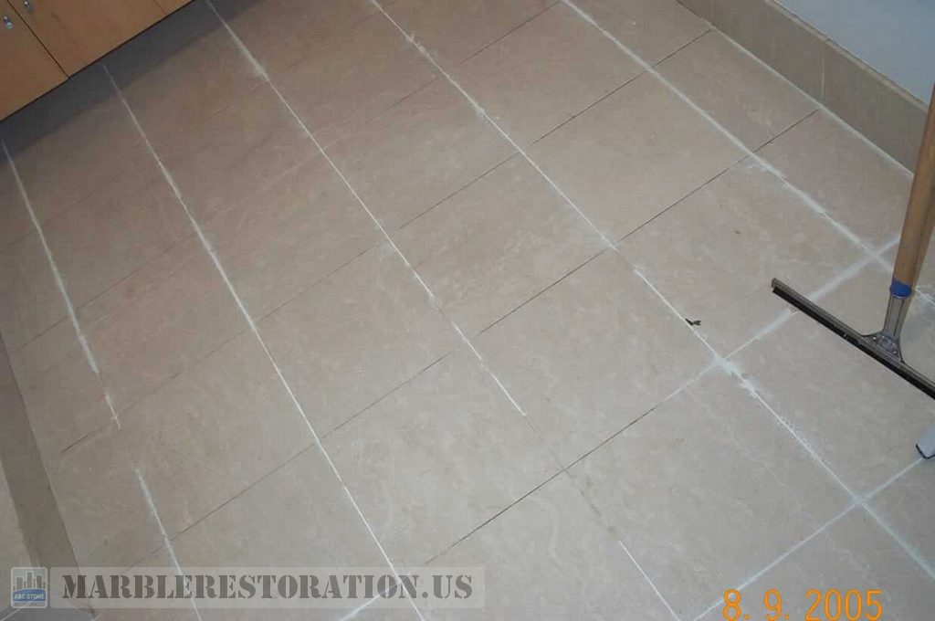 Removing Old Grout from Tiled Bathroom Floor