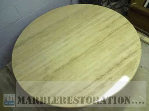 Restored Travertine Round Dining Table