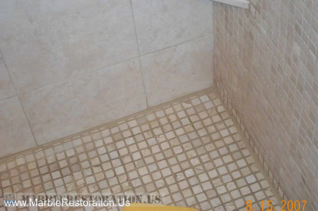 Shower Marble Floor. Cleaning