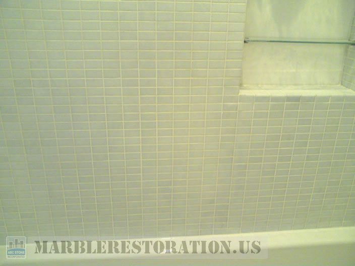 Shower Grout Refreshing on Mosaic Tiles