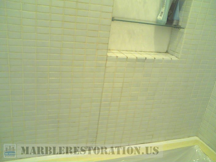 Shower Grout Repair on Mosaic Tiles