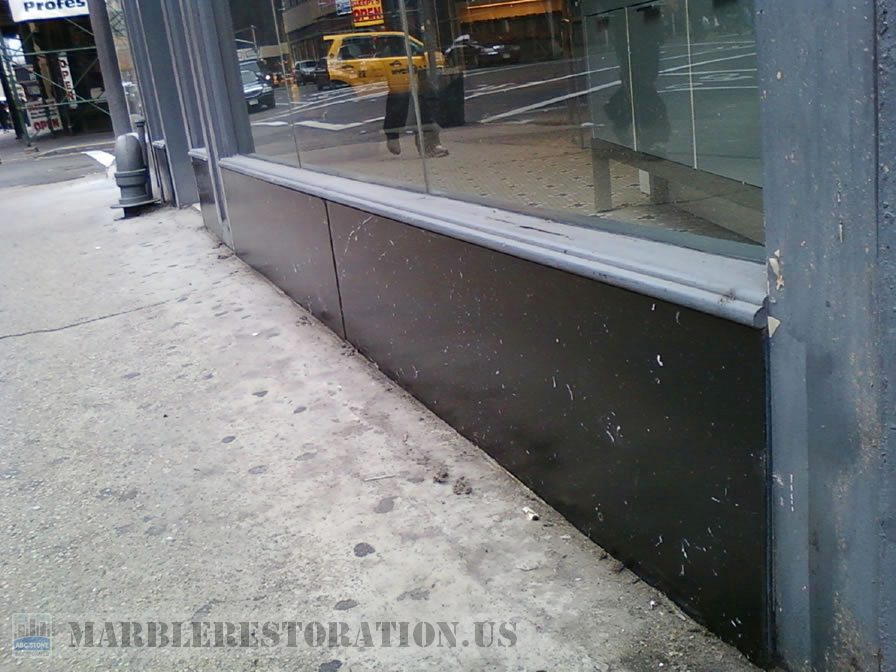 Store Panels After Restoration. Stone Repair Picture 