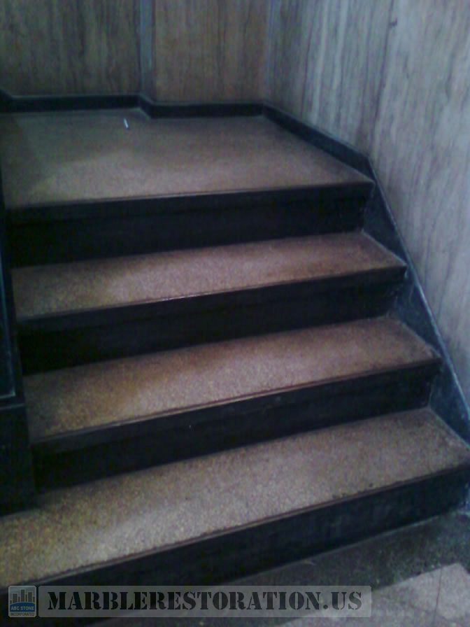 Terrazzo Steps Before. Stone Repair Picture 