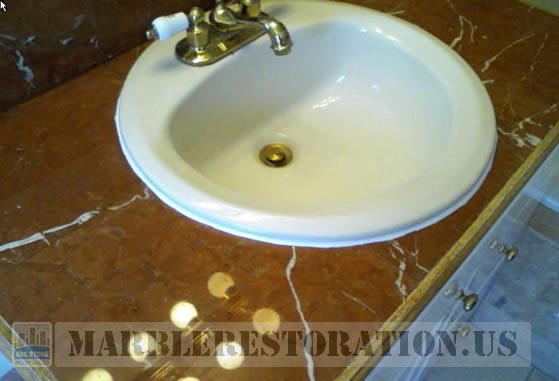 Tiled Vanity Top. Rojo Alicante Marble