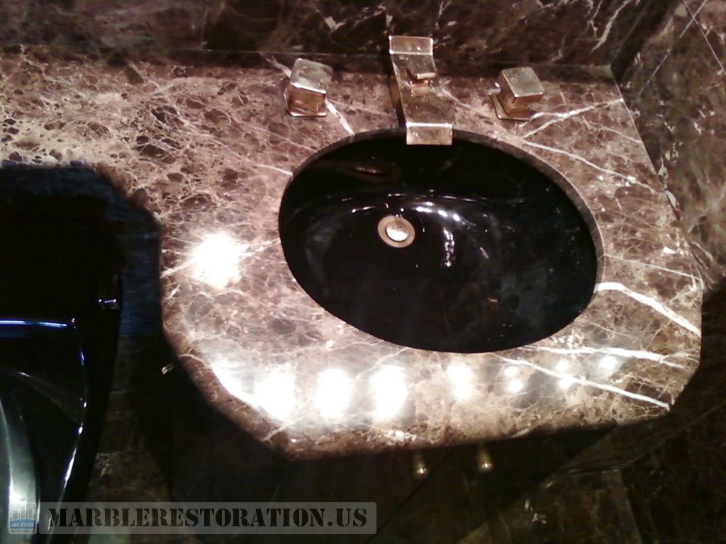 Polished Dark Emperador Vanity