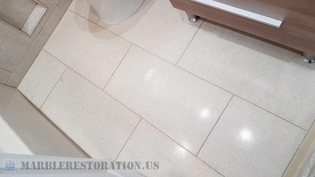 Bathroom Limestone Floor Cleaning Brightening