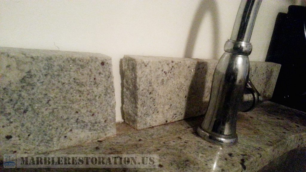 4 Inches Granite Backsplash Before Crack Restoration