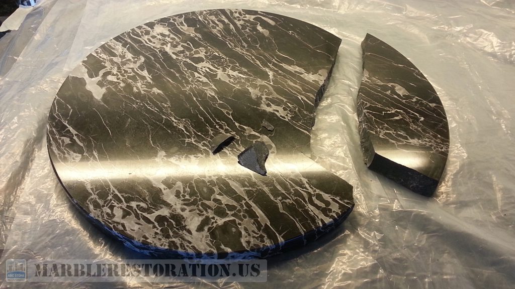 Black Marble Gray Veins Circle Table Top