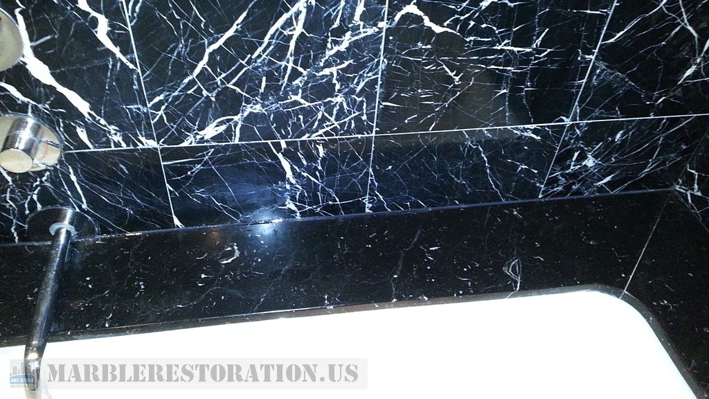 Nero Marquina Marble With White Veins Cloudy Spots Removal