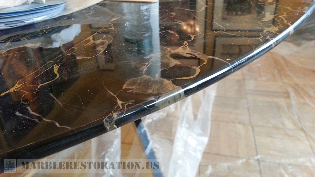 Black Portora Country Oval Table Edge Fixed