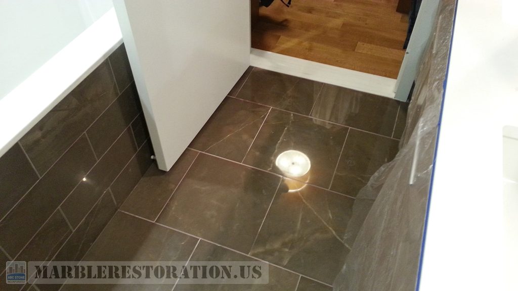 Pietra Brown Bathroom Floor Buffed Up Finish