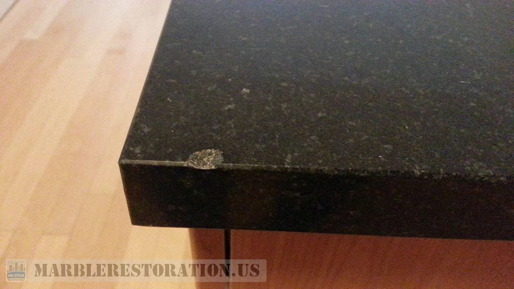 Chipped Black Granite With Gray Crystals