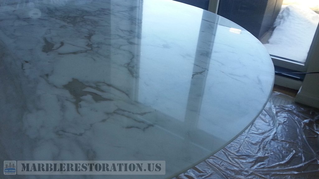 Cloudy Dull Spot Removed On Table Surface