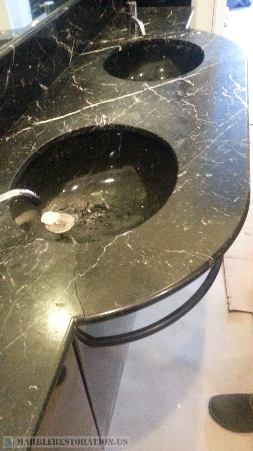 Come Apart Black White Marble Double Sink Vanity