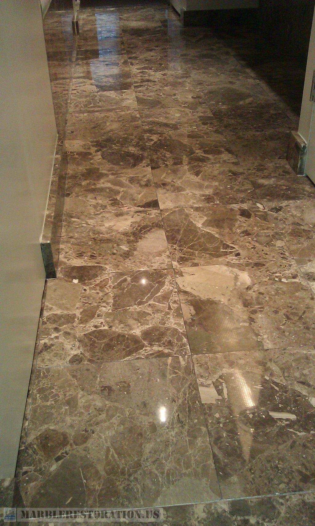 Dark Emperador Marble Bathroom Tiles after Polishing